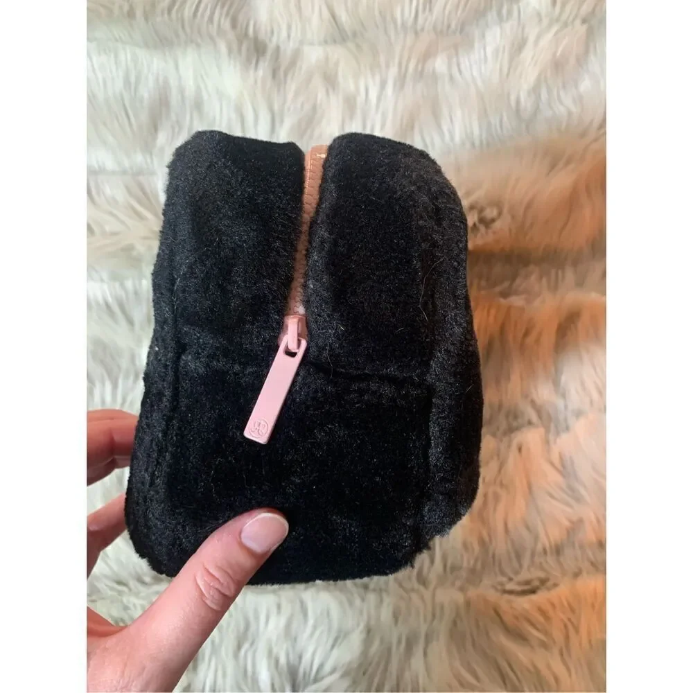 Anastasia Beverly Hills Black Faux Fur Cosmetic Makeup Bag